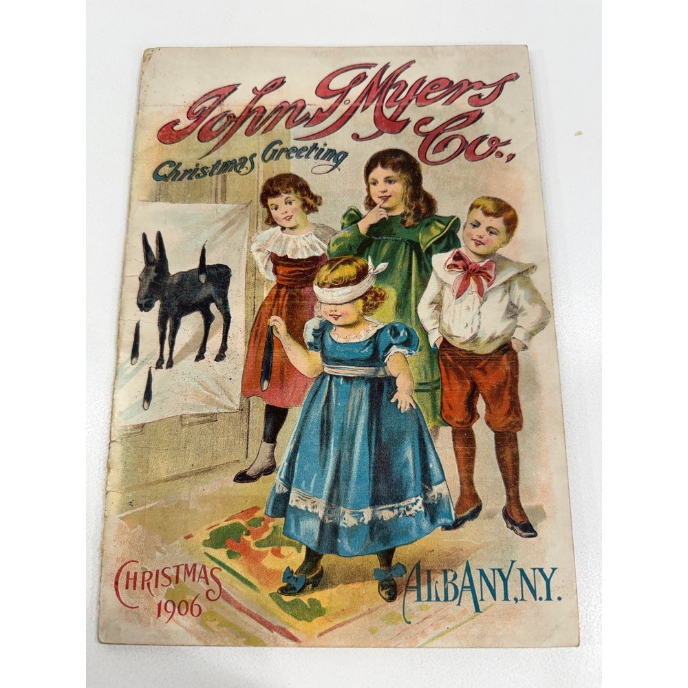 1906 Christmas Greeting Antique Booklet Ephemera John G. Myers Co Albany NY